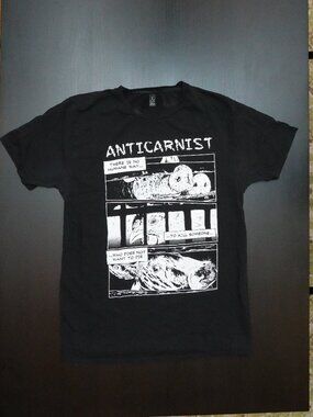 Anticarnist T Shirt Comic Vegan Sz M Medium Mens Unisex Veggie Vegetarian